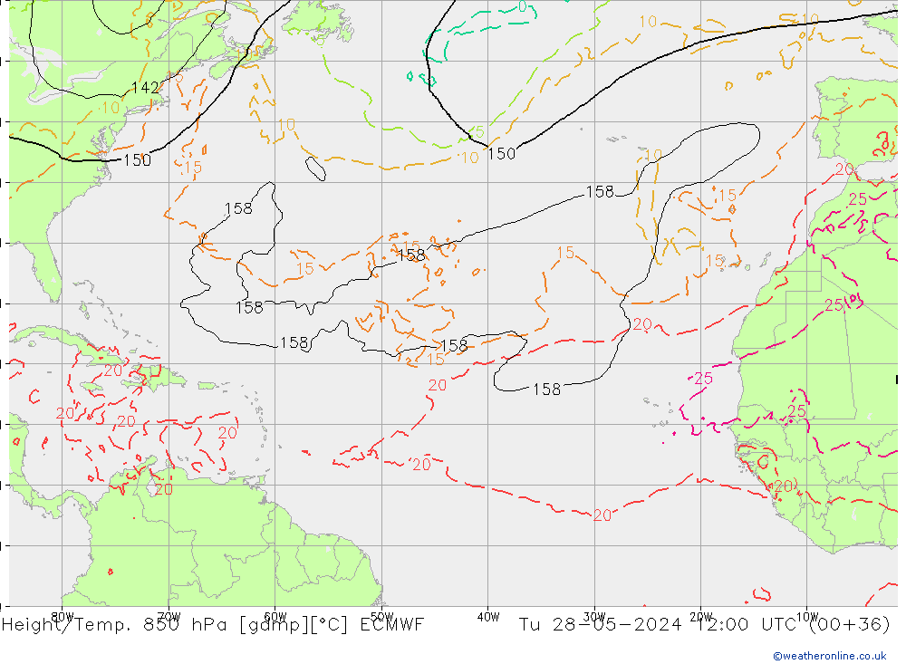 Z500/Rain (+SLP)/Z850 ECMWF Út 28.05.2024 12 UTC