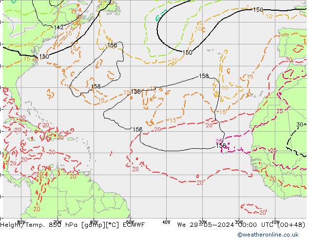 Z500/Rain (+SLP)/Z850 ECMWF We 29.05.2024 00 UTC