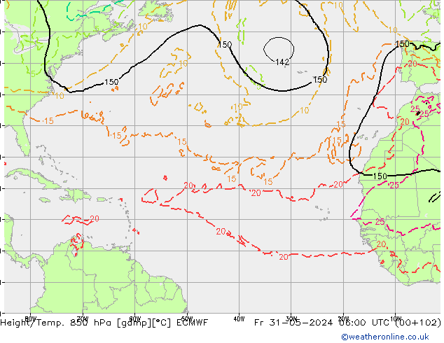 Z500/Yağmur (+YB)/Z850 ECMWF Cu 31.05.2024 06 UTC