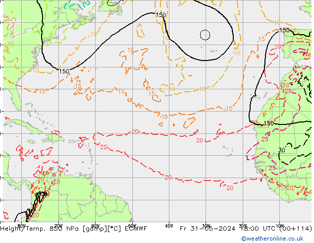 Z500/Rain (+SLP)/Z850 ECMWF Fr 31.05.2024 18 UTC