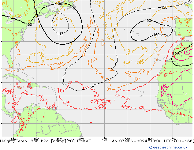 Z500/Rain (+SLP)/Z850 ECMWF lun 03.06.2024 00 UTC