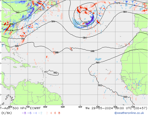 T-Adv. 500 hPa ECMWF Çar 29.05.2024 09 UTC