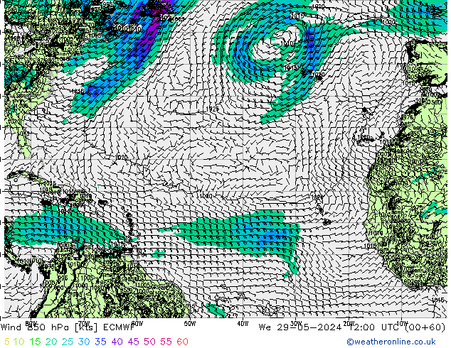 Rüzgar 850 hPa ECMWF Çar 29.05.2024 12 UTC