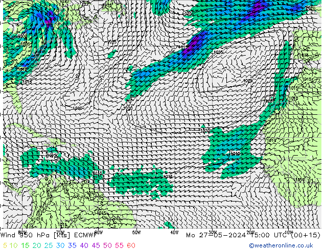 Viento 950 hPa ECMWF lun 27.05.2024 15 UTC