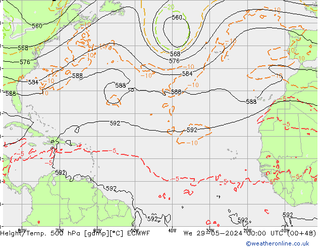 Z500/Rain (+SLP)/Z850 ECMWF We 29.05.2024 00 UTC