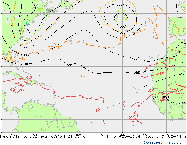 Z500/Rain (+SLP)/Z850 ECMWF vie 31.05.2024 18 UTC