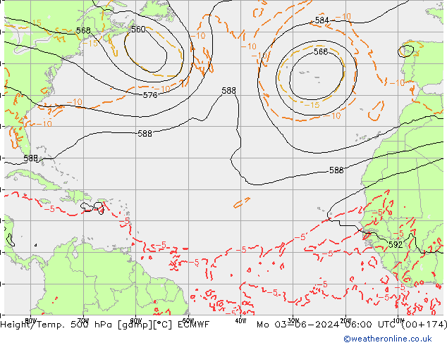 Géop./Temp. 500 hPa ECMWF lun 03.06.2024 06 UTC