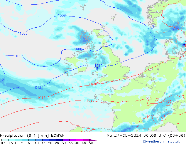 Z500/Rain (+SLP)/Z850 ECMWF Mo 27.05.2024 06 UTC