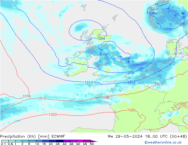 Z500/Rain (+SLP)/Z850 ECMWF śro. 29.05.2024 00 UTC