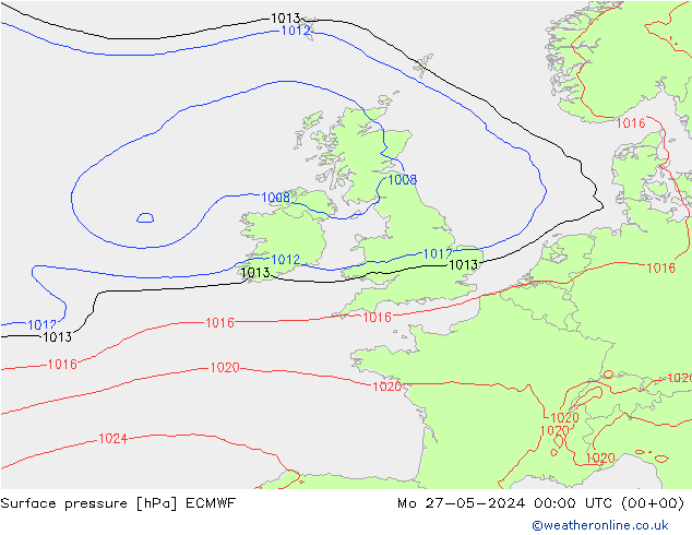 ciśnienie ECMWF pon. 27.05.2024 00 UTC