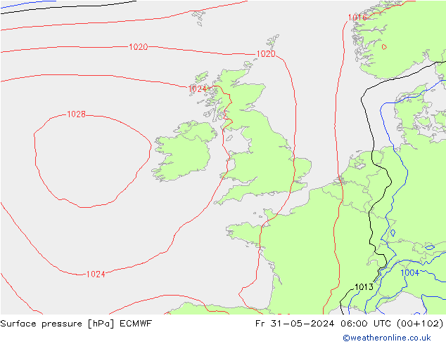 Surface pressure ECMWF Fr 31.05.2024 06 UTC