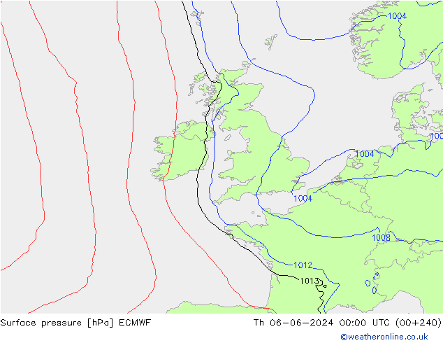 Pressione al suolo ECMWF gio 06.06.2024 00 UTC