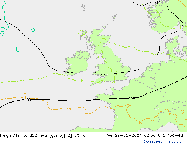 Z500/Rain (+SLP)/Z850 ECMWF śro. 29.05.2024 00 UTC