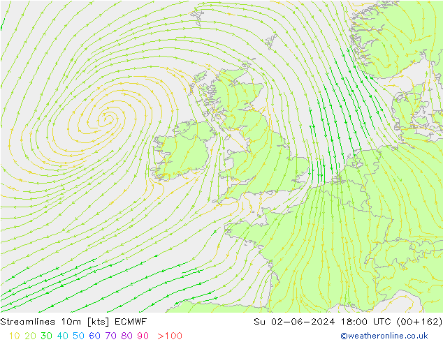 Streamlines 10m ECMWF Su 02.06.2024 18 UTC