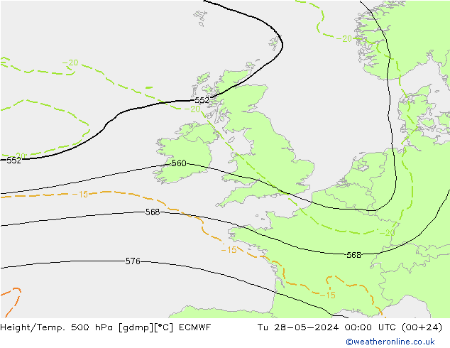 Z500/Rain (+SLP)/Z850 ECMWF Tu 28.05.2024 00 UTC