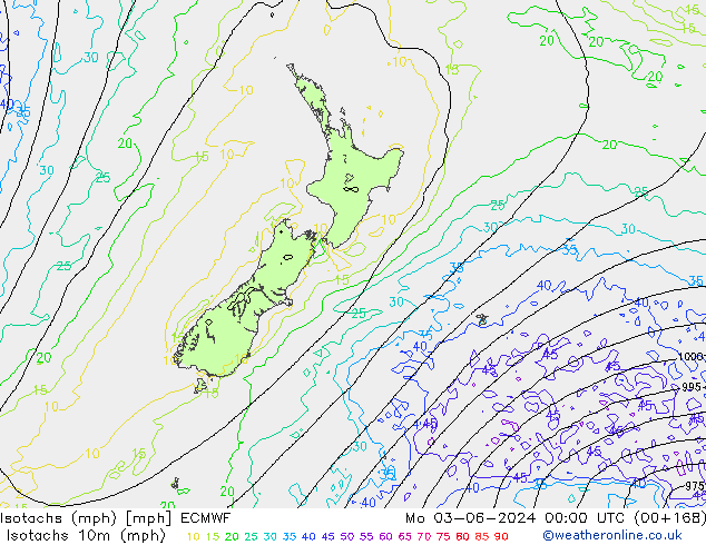 Isotachen (mph) ECMWF Mo 03.06.2024 00 UTC