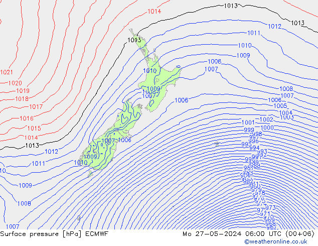 Surface pressure ECMWF Mo 27.05.2024 06 UTC