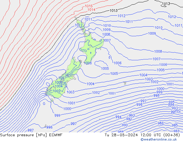 Surface pressure ECMWF Tu 28.05.2024 12 UTC