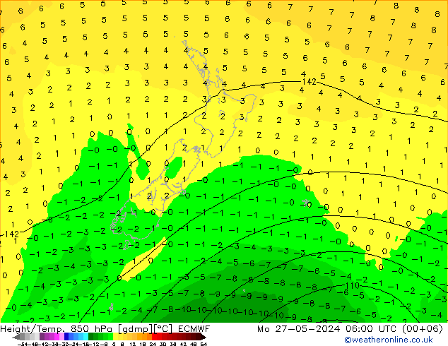 Z500/Rain (+SLP)/Z850 ECMWF Seg 27.05.2024 06 UTC