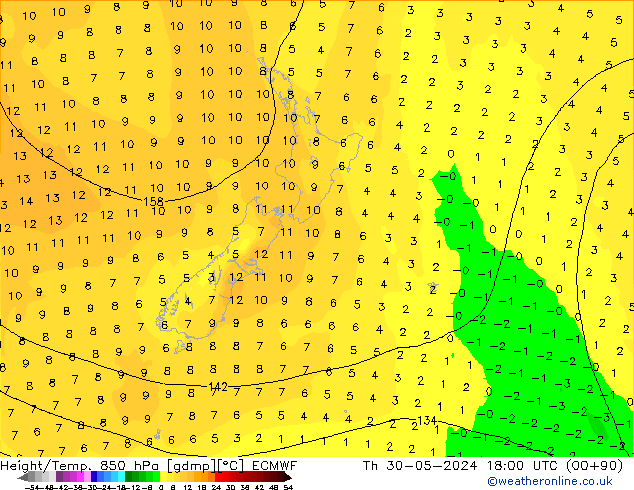 Z500/Rain (+SLP)/Z850 ECMWF чт 30.05.2024 18 UTC