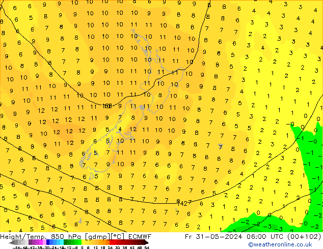 Z500/Rain (+SLP)/Z850 ECMWF Pá 31.05.2024 06 UTC