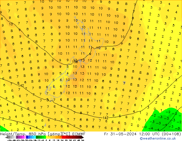 Height/Temp. 850 hPa ECMWF  31.05.2024 12 UTC