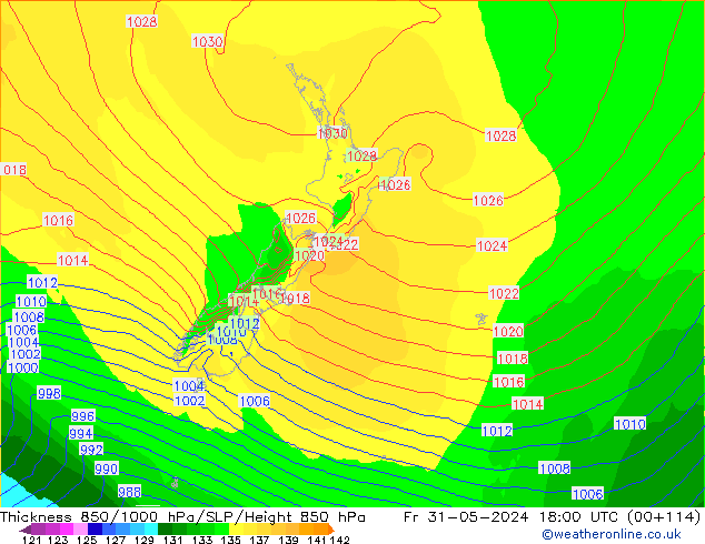 Thck 850-1000 hPa ECMWF  31.05.2024 18 UTC