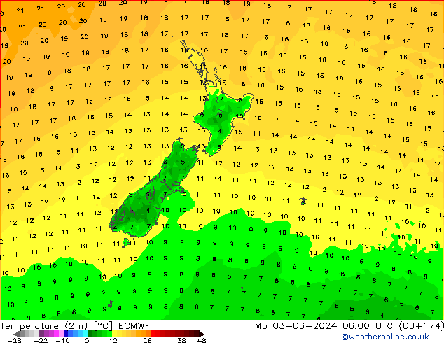 карта температуры ECMWF пн 03.06.2024 06 UTC