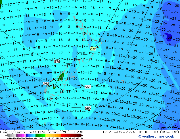 Z500/Rain (+SLP)/Z850 ECMWF Pá 31.05.2024 06 UTC