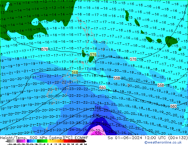 Z500/Regen(+SLP)/Z850 ECMWF za 01.06.2024 12 UTC