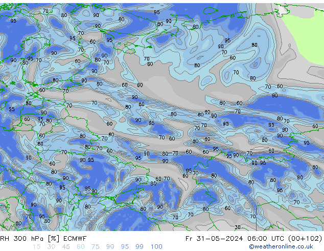 RH 300 hPa ECMWF pt. 31.05.2024 06 UTC