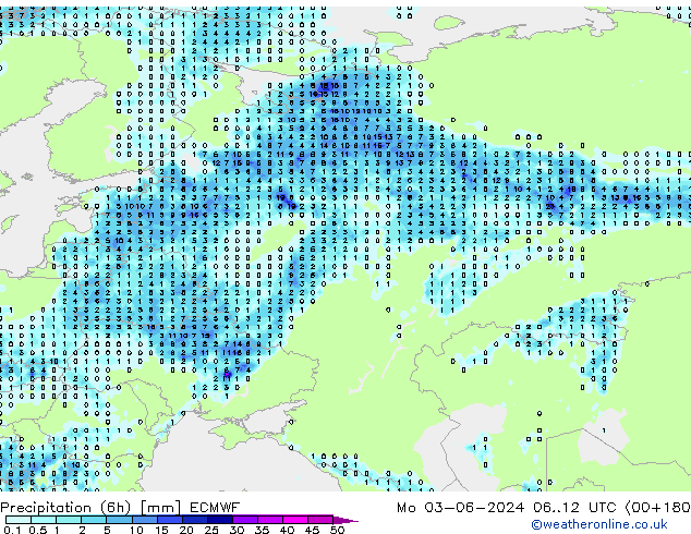 Z500/Yağmur (+YB)/Z850 ECMWF Pzt 03.06.2024 12 UTC