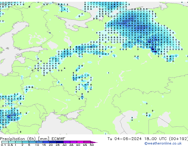 Z500/Rain (+SLP)/Z850 ECMWF Út 04.06.2024 00 UTC