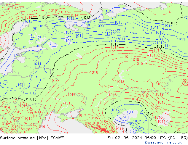 Bodendruck ECMWF So 02.06.2024 06 UTC