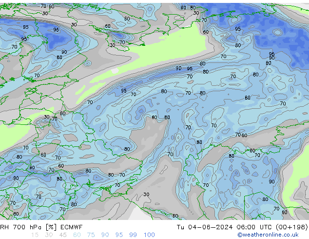 RH 700 hPa ECMWF  04.06.2024 06 UTC