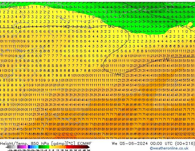 Z500/Rain (+SLP)/Z850 ECMWF mié 05.06.2024 00 UTC