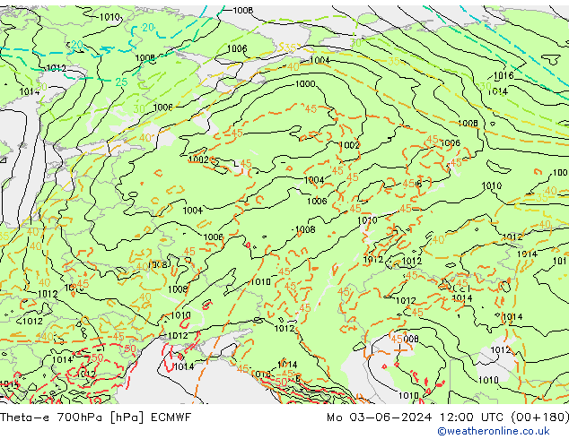 Theta-e 700hPa ECMWF ma 03.06.2024 12 UTC