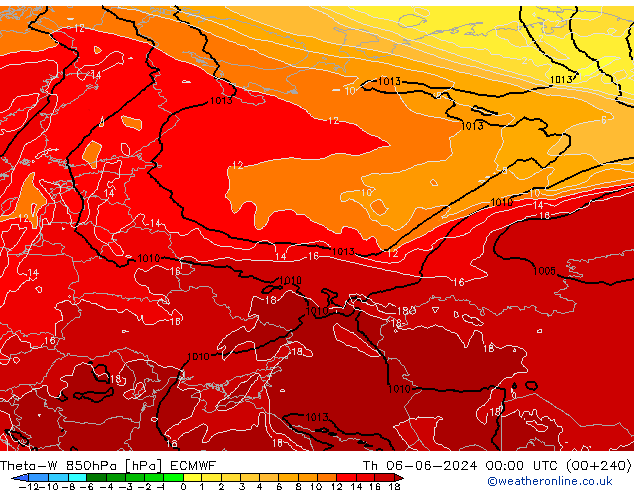 Theta-W 850hPa ECMWF Per 06.06.2024 00 UTC