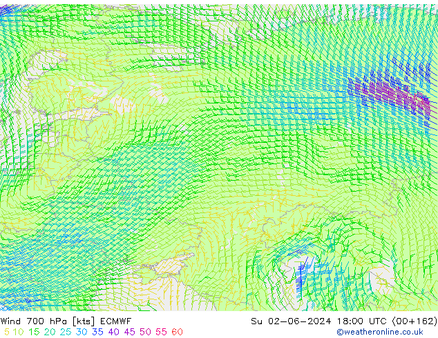Wind 700 hPa ECMWF Ne 02.06.2024 18 UTC