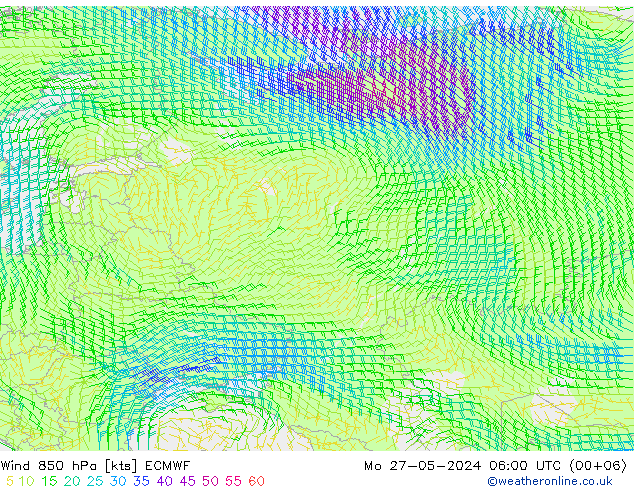 Wind 850 hPa ECMWF ma 27.05.2024 06 UTC