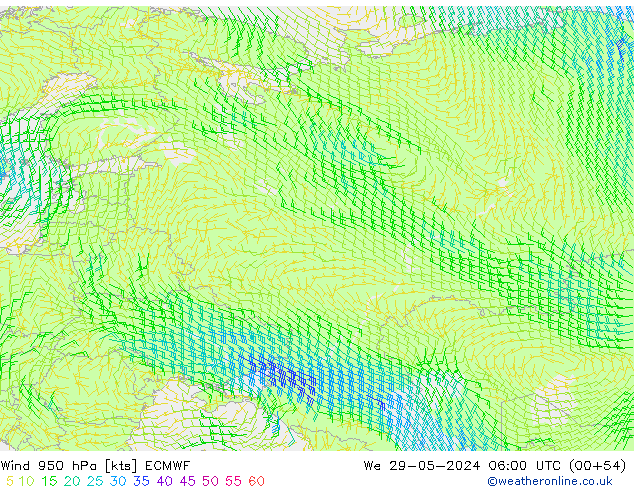 Wind 950 hPa ECMWF St 29.05.2024 06 UTC