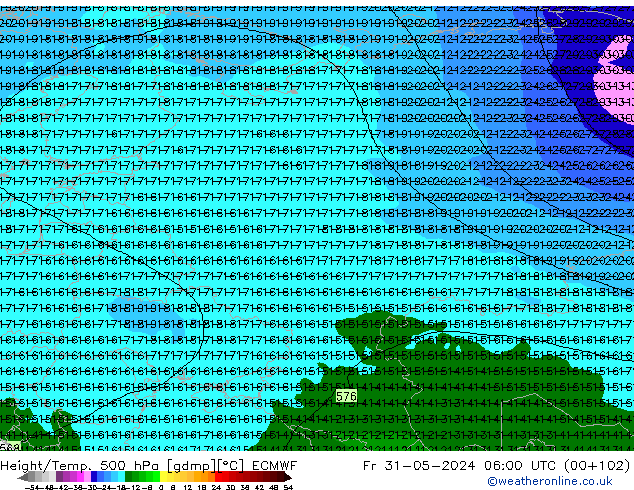 Z500/Rain (+SLP)/Z850 ECMWF пт 31.05.2024 06 UTC