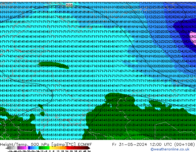 Z500/Rain (+SLP)/Z850 ECMWF Pá 31.05.2024 12 UTC