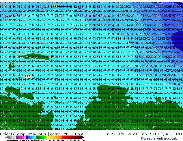 Z500/Rain (+SLP)/Z850 ECMWF Pá 31.05.2024 18 UTC