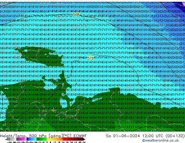 Z500/Rain (+SLP)/Z850 ECMWF ��� 01.06.2024 12 UTC