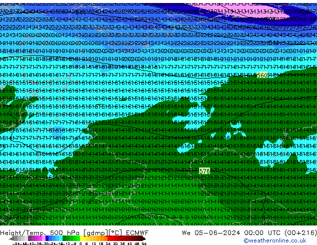 Z500/Rain (+SLP)/Z850 ECMWF mié 05.06.2024 00 UTC