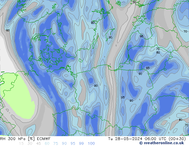 300 hPa Nispi Nem ECMWF Sa 28.05.2024 06 UTC