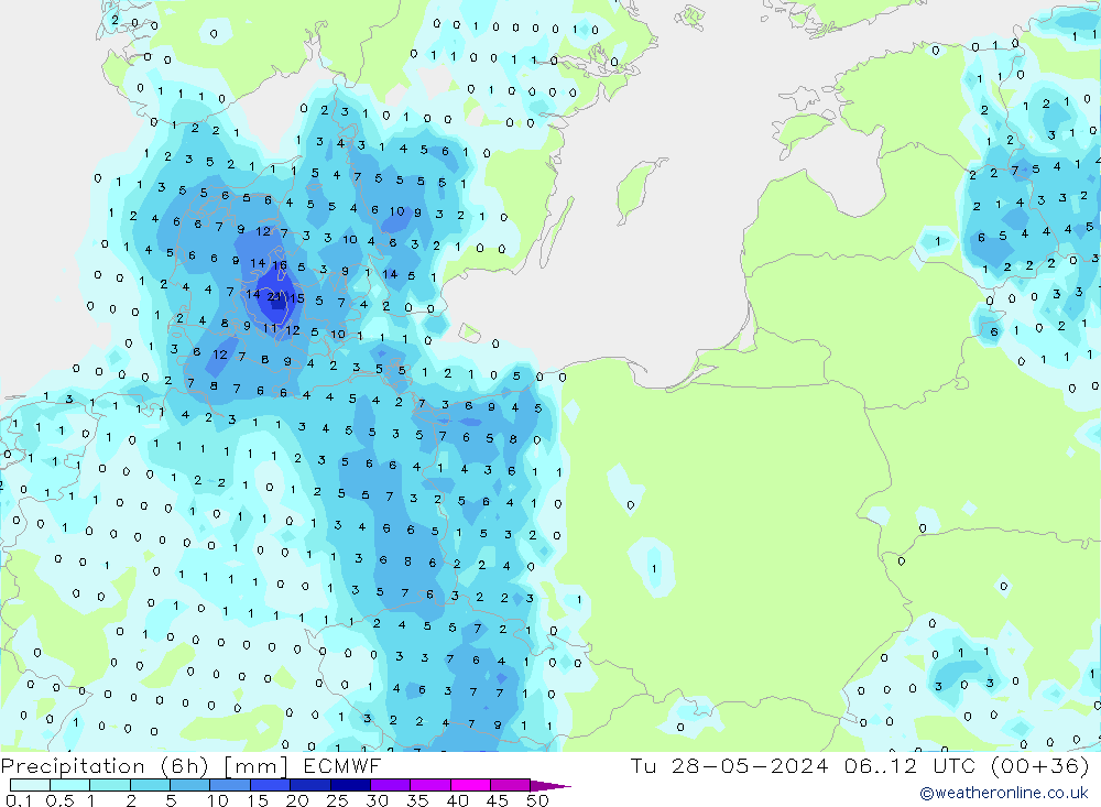 Z500/Rain (+SLP)/Z850 ECMWF вт 28.05.2024 12 UTC