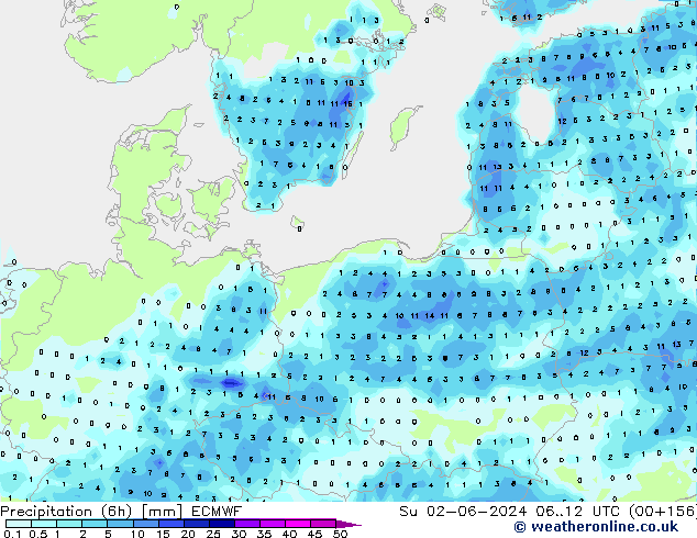 Z500/Rain (+SLP)/Z850 ECMWF Dom 02.06.2024 12 UTC