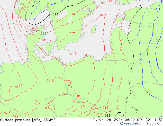 Surface pressure ECMWF Tu 04.06.2024 06 UTC